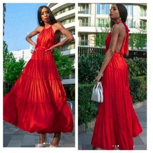 Red Maxi Halter Zara Dress